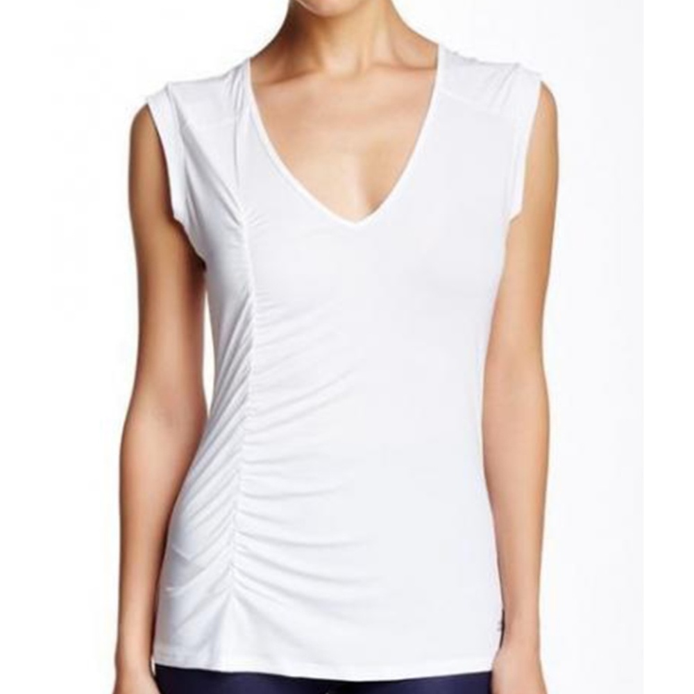 ALO Yoga Drapey V Neck Shirred Side Top White M